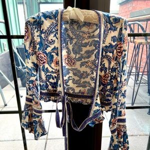 Long Sleeve Wrap Crop Top